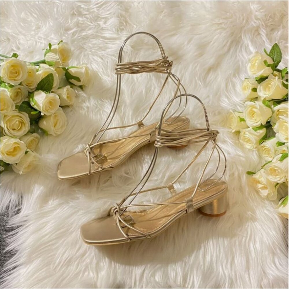 Zara Gold Strappy Heels